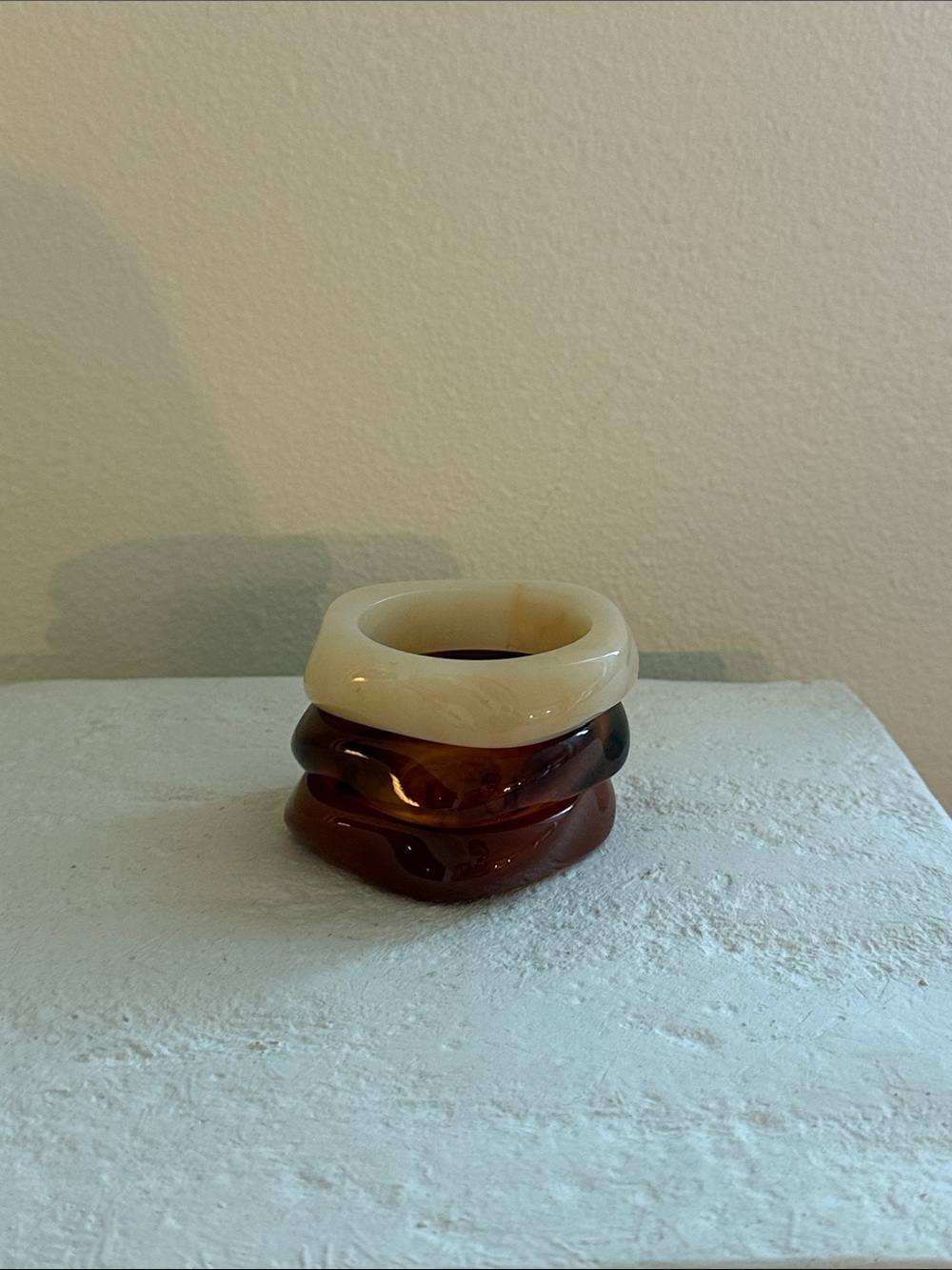 Stacked Resin Bangle Set in Cream and Amber Women